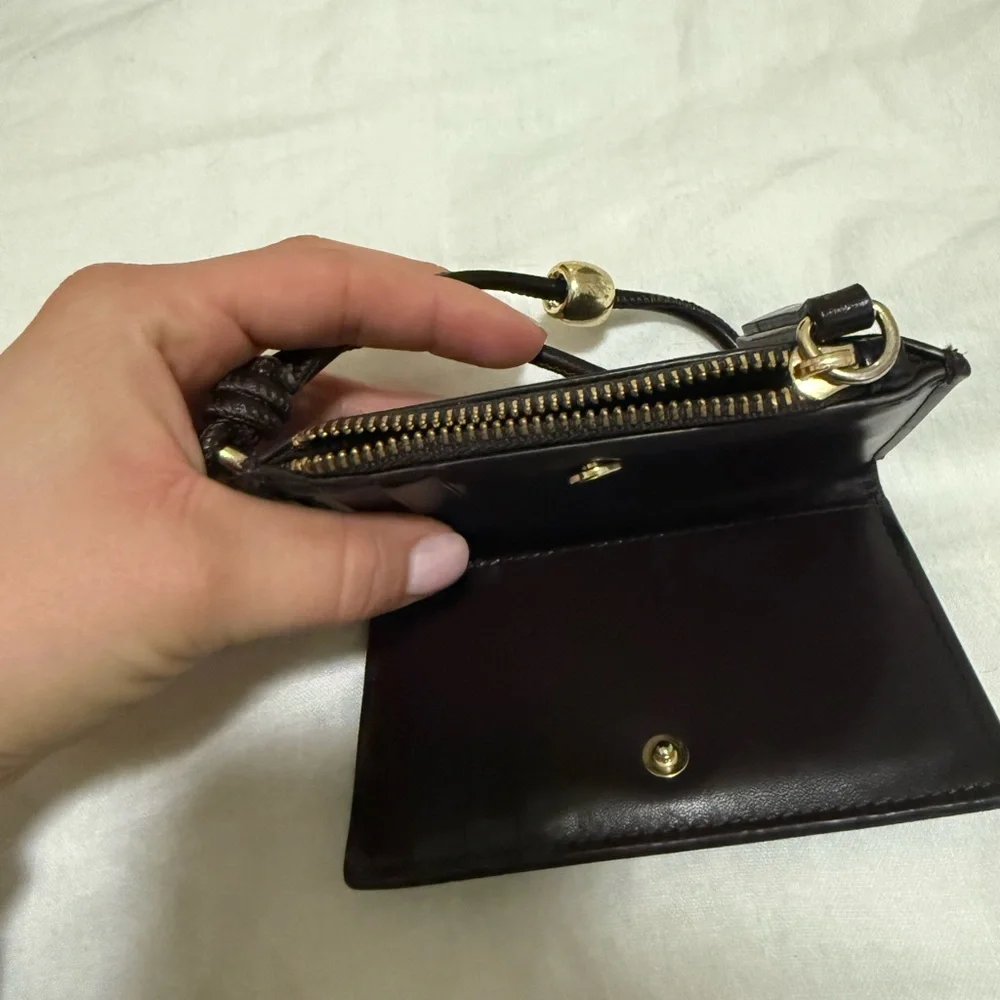 Mango Brown Leather Card & Key Holder with Gold Accents - Picture 2 of 6
